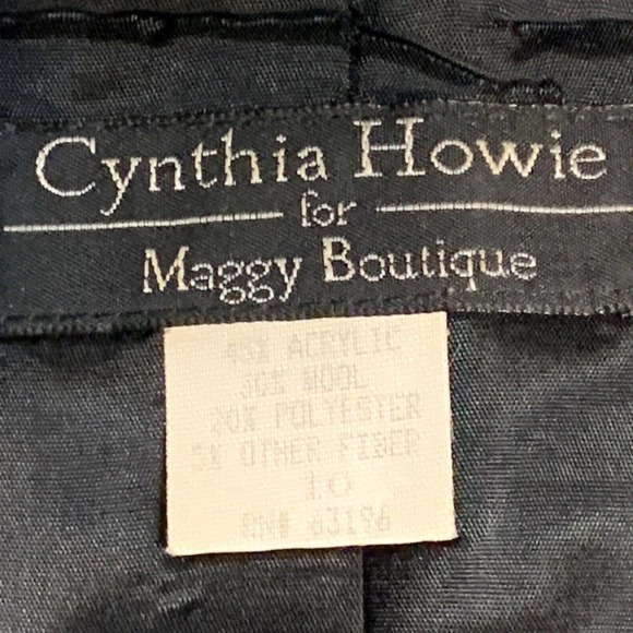 Cynthia Howie Maggy Boutique Blazer Jacket Black Houndstooth Wool Sz 10 VTG - Picture 5 of 8